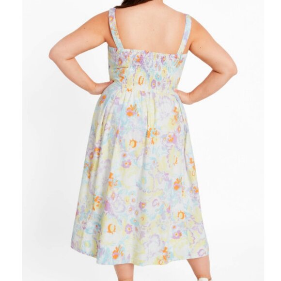 NWT City Chic White Floral Sweetheart Pleat Front Midi Dress 24 - Picture 4 of 12